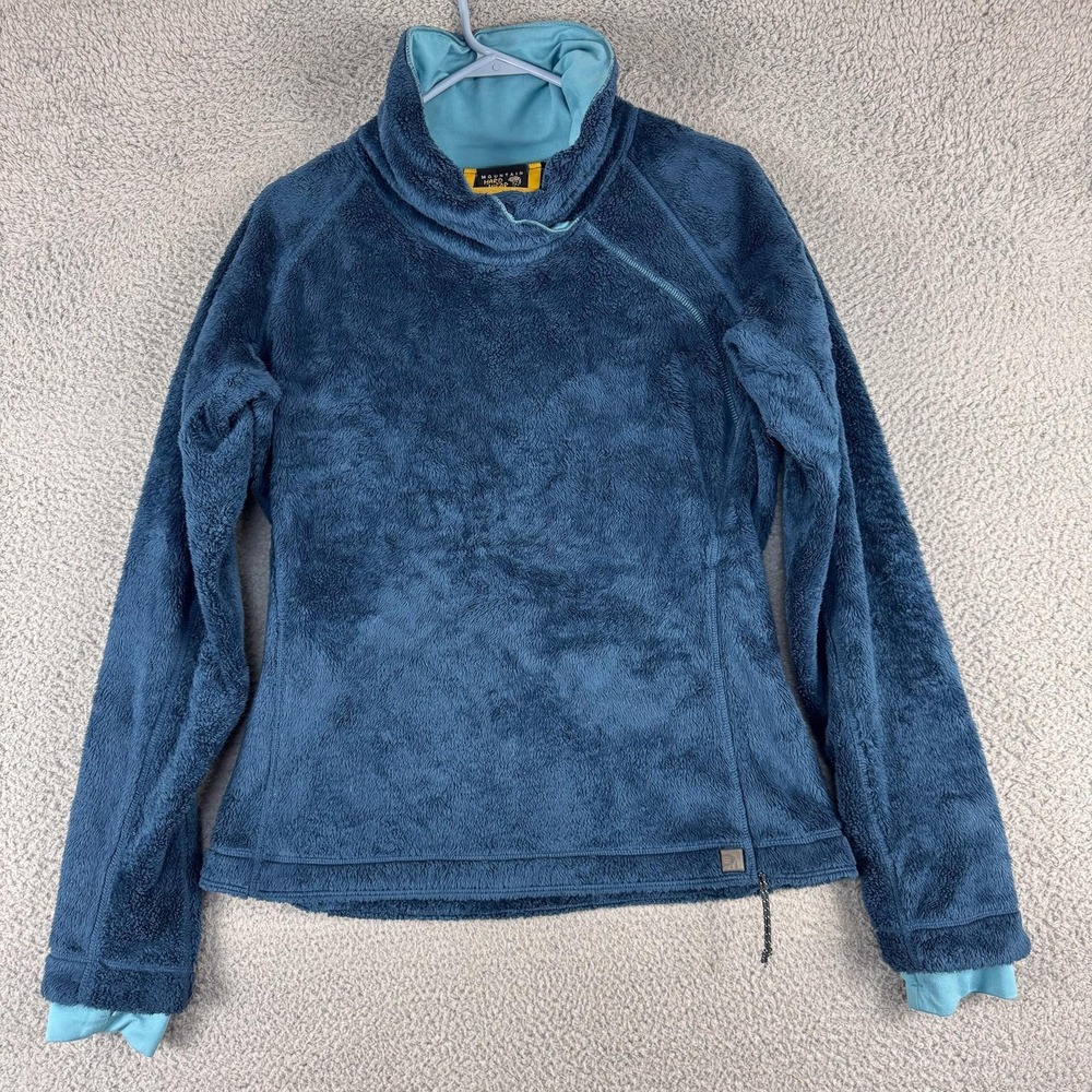 Mountain Hardwear Pullover Womens Medium Blue Plush Fleece‎ Cowl Neck OL3235